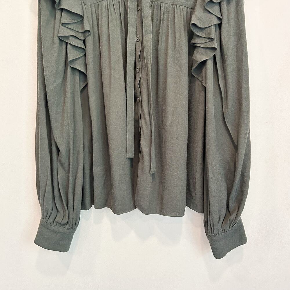 Ulla Johnson Tabitha Ruffle Button Up Blouse Gree… - image 7